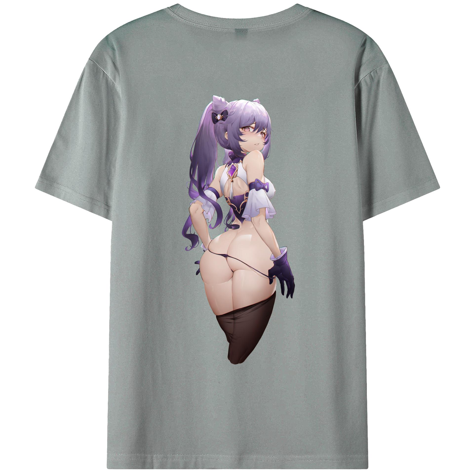 げんし神 刻晴 こくせい genshin Kokusei 綿100％ メンズ半袖Tシャツ（バックプリント） 通気性